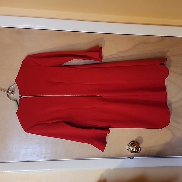 Ann Taylor beautiful red color and material dress size 0 worn once - Picture 2 of 4